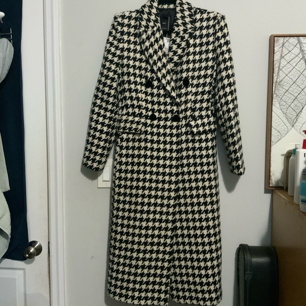 Mango Houndstooth Coat size S